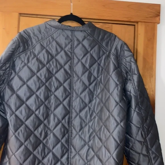 G by guess quilted jacket gray front zippered pockets size XL